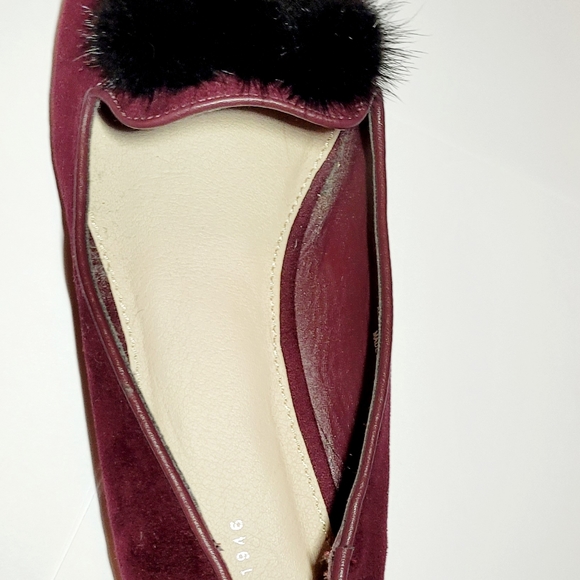 NWT Burgandy "Velvet like" Dress Shoes w/ Black Fuzzy Decor on Toe SZ 10 - Picture 8 of 11